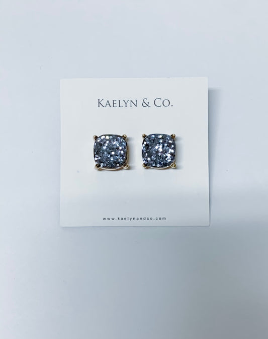 Kaelyn & Co. Gray Sparkle Stud Earrings - Kaelyn & Co.