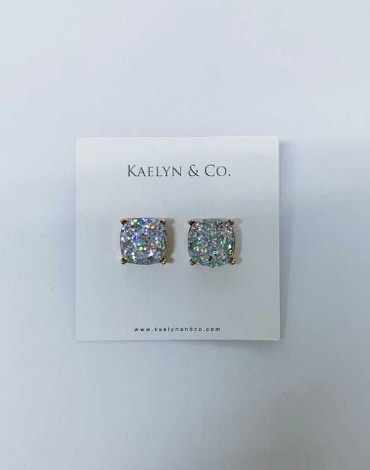 Kaelyn & Co. Silver Sparkle Stud Earrings - Kaelyn & Co.