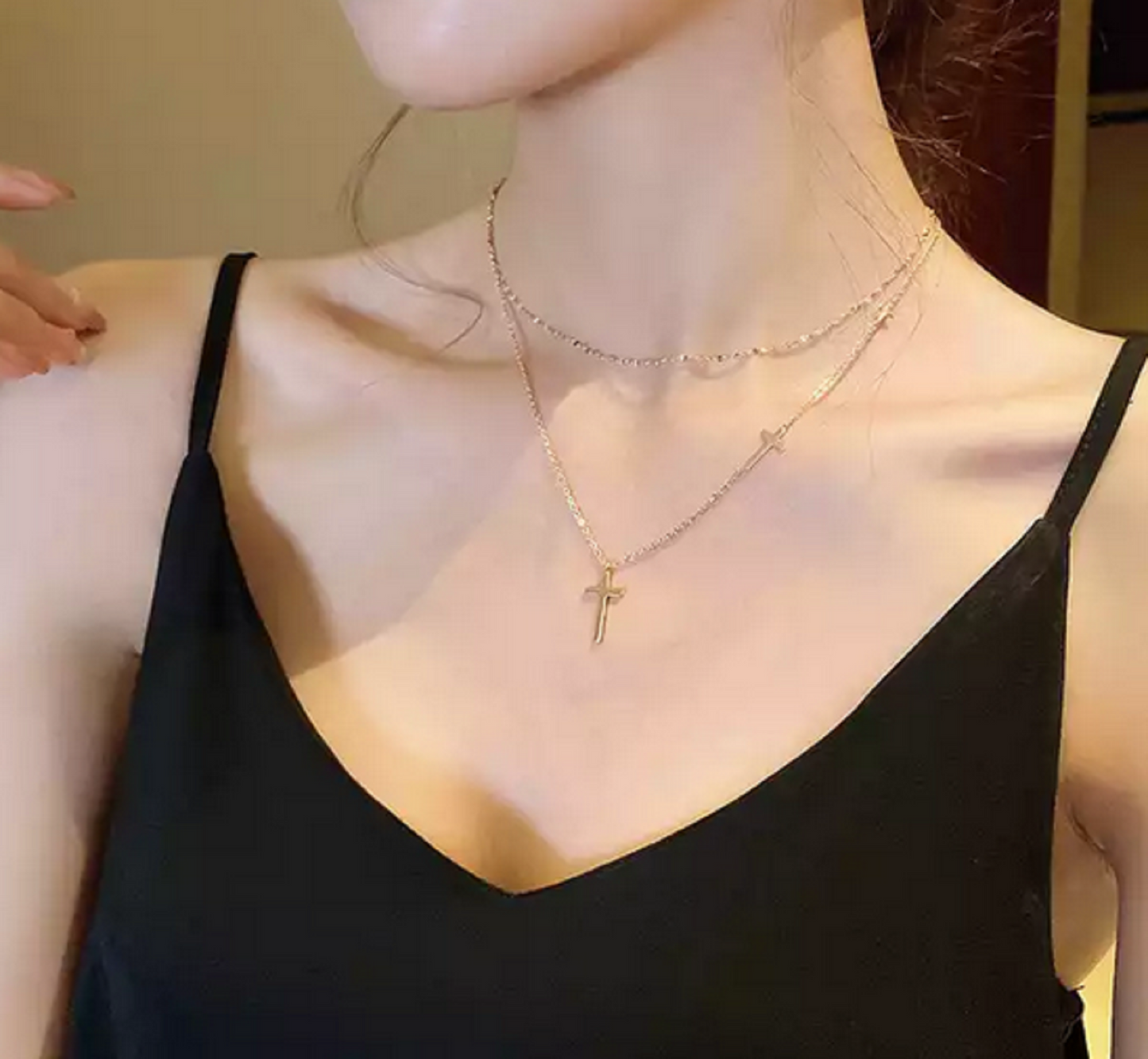 Cross Layered Necklace by Kaelyn and Co Minimalist Collection